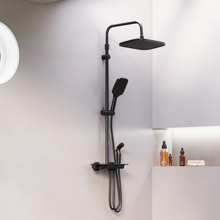Душевая система Damixa Gala 953770300 с термостатом Черная матовая 