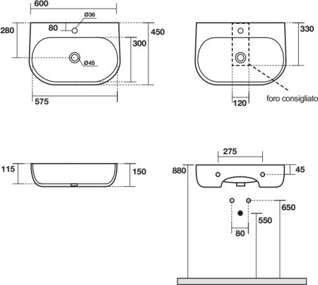 Раковина Kerasan Nolita 60х45 см 