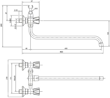 Смеситель для ванны Olive's Catalona 23241CT универсальный Хром 