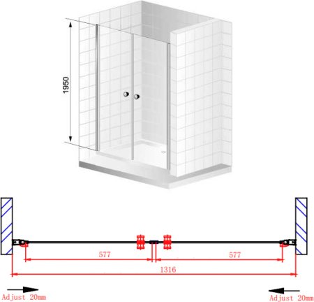 Душевая дверь в нишу Cezares Elena W B2 140 C Cr 