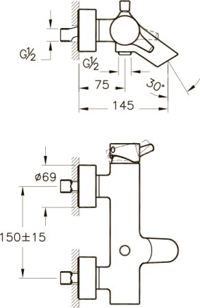 Смеситель VitrA Nest Trendy A42242EXP для ванны с душем 
