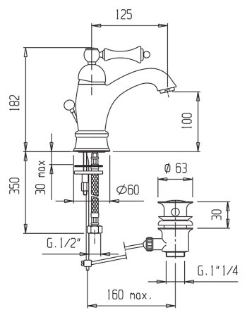 Смеситель Cezares Margot MARGOT-LSM1-A-01-M для раковины 