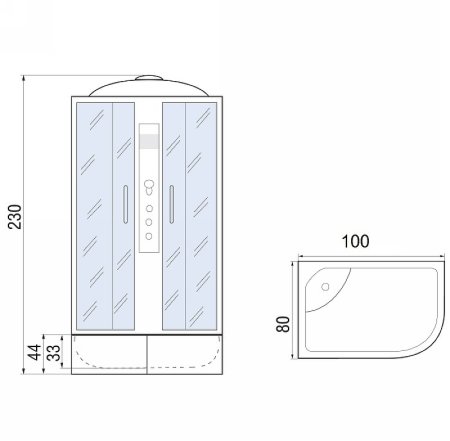 Душевая кабина River Desna XL 100x80 MT R 10000006140 с гидромассажем 