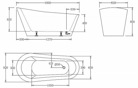 Акриловая ванна BelBagno 180x82 BB63-1800-W0 без гидромассажа 