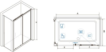 Душевой уголок RGW CL-48 (CL-14 + Z-050-1) 1100x700 