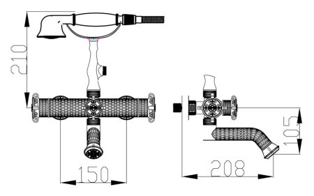 Смеситель Zorg Antic A 1000W-BR универсальный 
