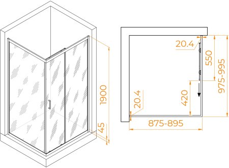 Душевой уголок RGW PA-245B 900x1000 