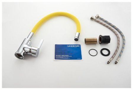 Смеситель Ledeme L4898-4 для кухонной мойки, хром/желтый 