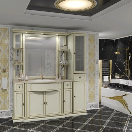 Шкаф пенал Opadiris Корсо Оро 42 R 00-00000619 Слоновая кость Золото 