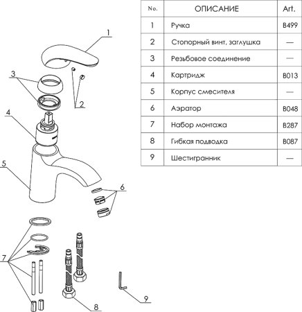 Смеситель WasserKRAFT Rossel 2803 для раковины 