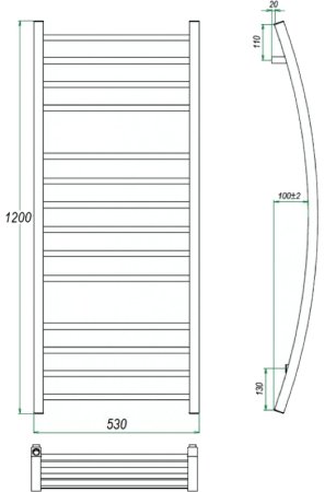 Водяной полотенцесушитель Grota Primo 530х1200 Хром 