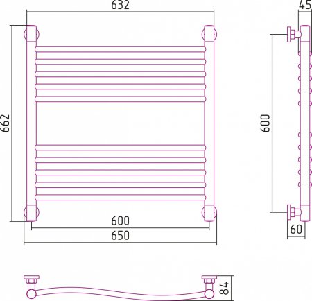 Полотенцесушитель водяной Сунержа Флюид+ 60x60 