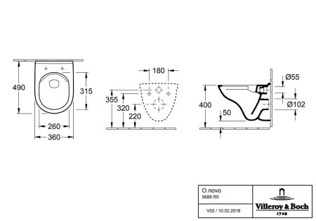 Унитаз подвесной Villeroy & Boch O Novo альпийский белый 