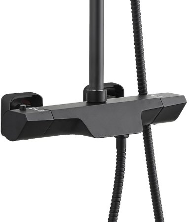 Душевая система Bond Cube B03-9488 с термостатом Черная матовая 