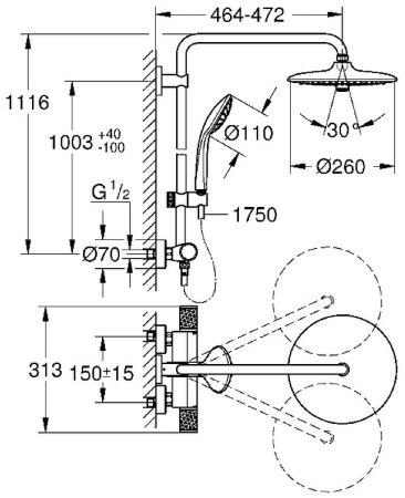 Душевая система Grohe Euphoria 260 27296003 с термостатом Хром 