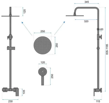 Душевая система 250 мм Rea Roger REA-P8003 