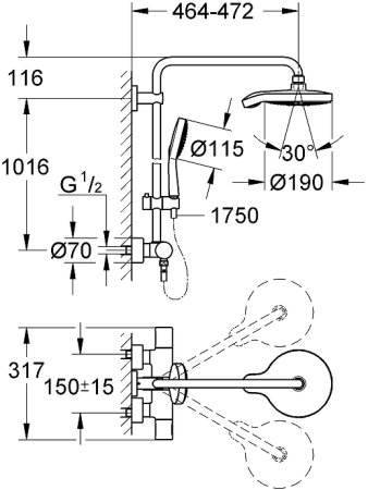 Душевая система Grohe Power and Soul Cosmopolitan 27903000 Хром 