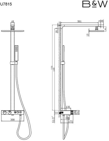 Душевая система Black&White Universe U7815 78150U с термостатом Хром 