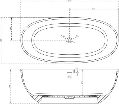 Ванна из искусственного камня ABBER Stein AS9620-1.6 белая матовая 