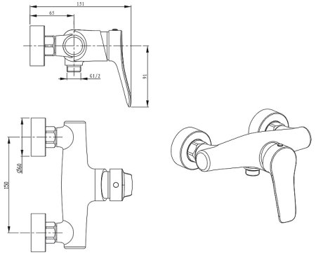 Смеситель для душа Kaiser Sena 74077 Хром 