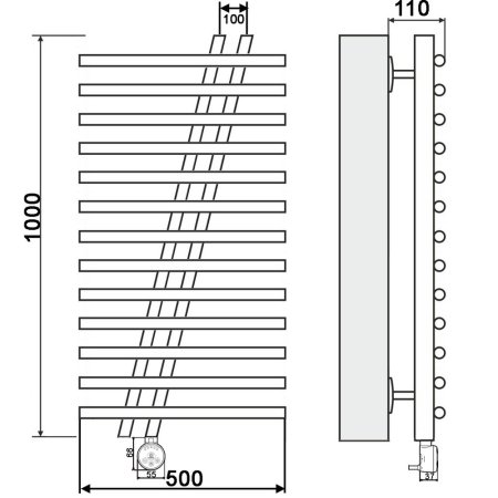 Полотенцесушитель электрический Ника Bamboo ЛБ7 100х50 