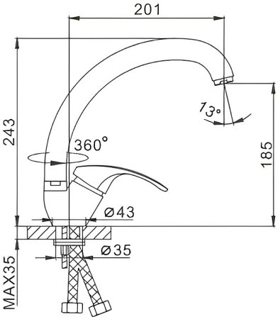 Смеситель для кухни Frap H36 F4136-B Хром 