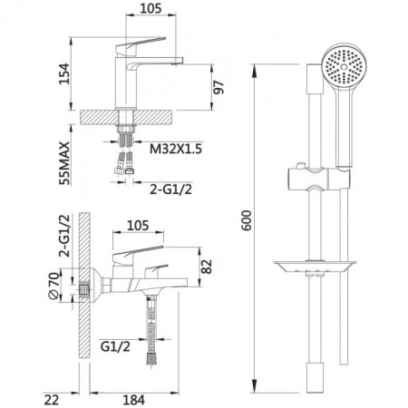 Комплект для ванной комнаты 3 в 1 ViEiR V013573 Хром 