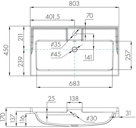 Раковина Aquaton Фабиа 80 1A708031FB010 Белая 