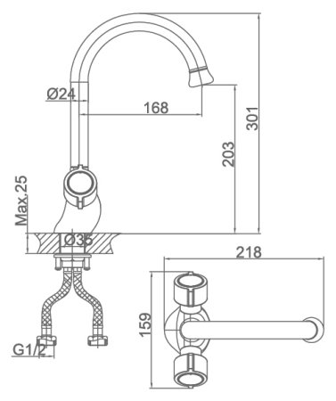 Смеситель для кухонной мойки D&K Torhall Hessen DA1412441 