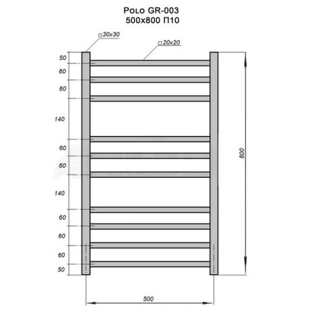 Полотенцесушитель электрический GROIS Polo GR-003 50х80 П10 черный 