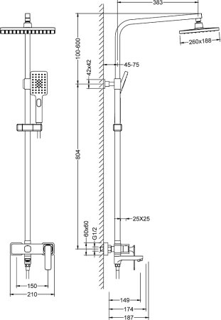 Душевая стойка Timo Torne SX-4320/17 золото матовое 