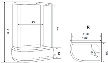 Душевая кабина Timo Eco TE-0720 P R 