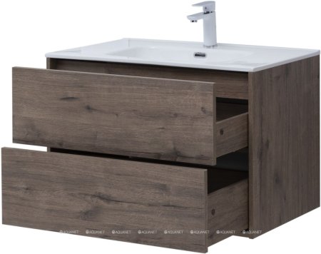 Тумба с раковиной Aquanet Lino 80 (Flat) дуб веллингтон 