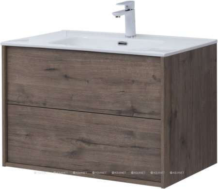 Тумба с раковиной Aquanet Lino 80 (Flat) дуб веллингтон 