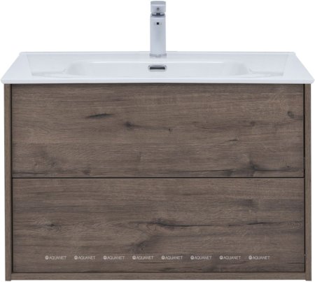 Тумба с раковиной Aquanet Lino 80 (Flat) дуб веллингтон 