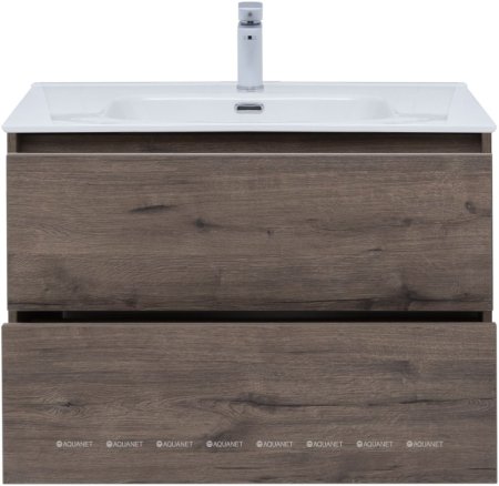 Тумба с раковиной Aquanet Lino 80 (Flat) дуб веллингтон 