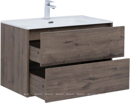 Тумба с раковиной Aquanet Lino 80 (Flat) дуб веллингтон 