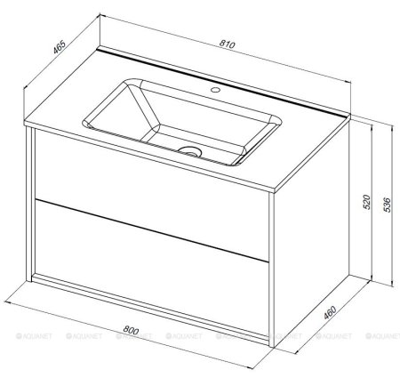Тумба с раковиной Aquanet Lino 80 (Flat) дуб веллингтон 