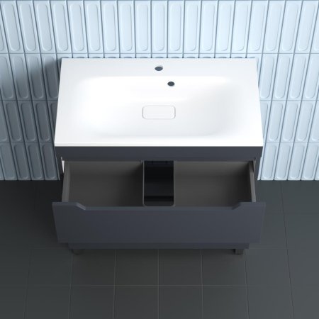 Тумба напольная Style Line "Остин" под раковину Фортуна 100 2 ящ графит эмаль PLUS 