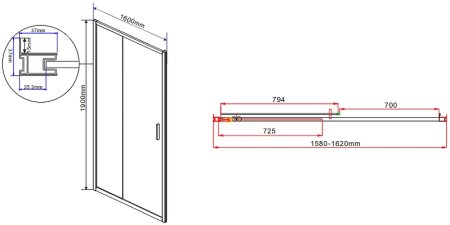 Душевая дверь Vincea Garda 160 VDS-1G160CH профиль Хром стекло шиншилла 
