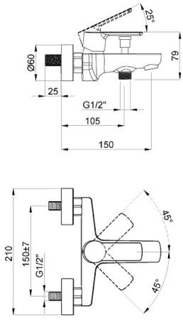 Смеситель для ванны Azario Sevio AZ-15950501 Хром 