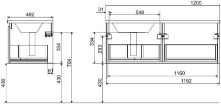 Тумба с раковиной Эстет Dallas Luxe 120 подвесная, 1 ящик, L 