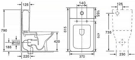 Унитаз компакт Azario Formal AZ-1353B с бачком и сиденьем Микролифт 