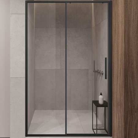 Душевая дверь Vincea Slim-U 120 VDS-2SU120CLB профиль Черный матовый стекло прозрачное 