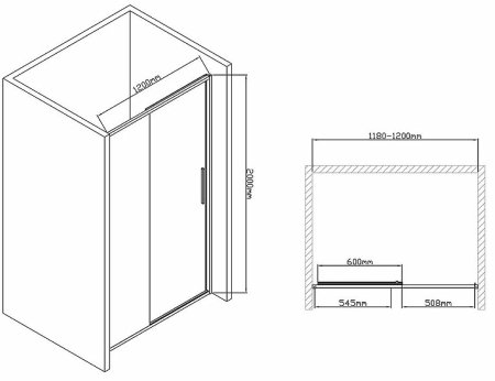 Душевая дверь Vincea Slim-U 120 VDS-2SU120CLB профиль Черный матовый стекло прозрачное 
