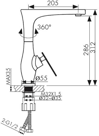 Смеситель для кухни Kaiser Star 02044-2 Черный матовый 