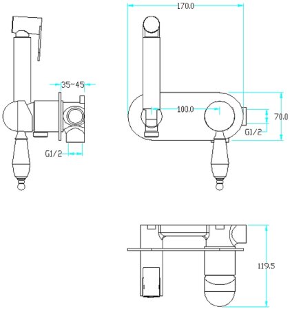 Гигиенический душ со смесителем Boheme Medici 424-BSW Бронза 