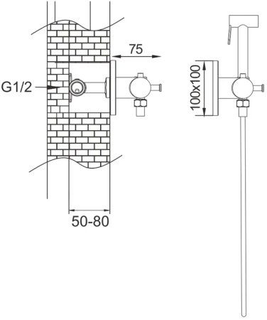 Гигиенический душ с термостатом Rose R915, хром 