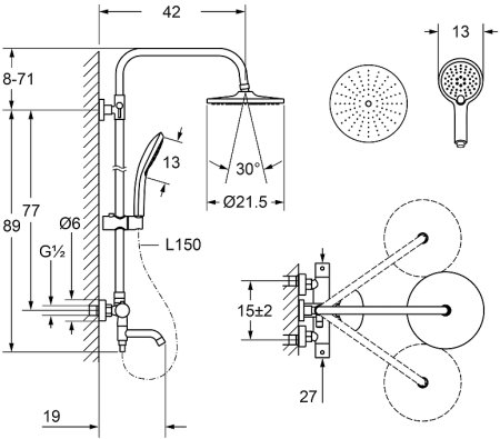 Душевая система Laguraty 17050 Хром 