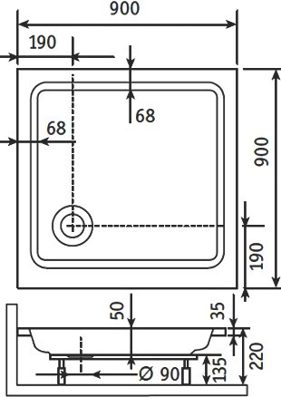Поддон для душа RGW Style KV 90x90x22 